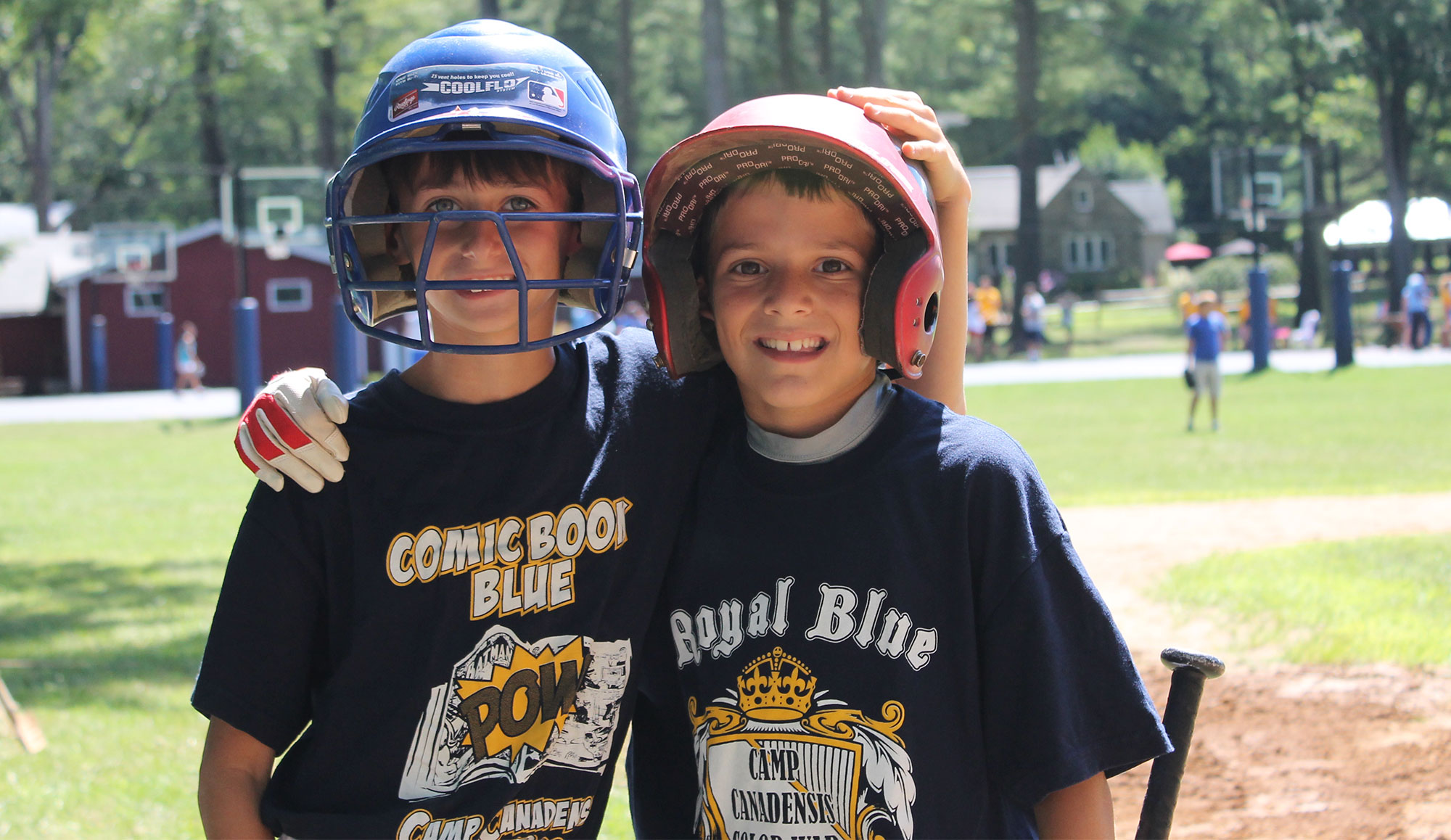 Image of Boys Playing Baseball - Summer Sports at Camp