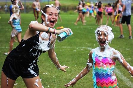 Our surprise shaving cream and water fight was one of my favorite moments from the summer.  We got super messy and loved every single minute of it!  