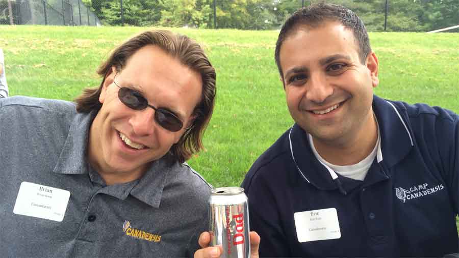 Here's a photo of Emerson's dad Brian, with Carli Forti's dad Eric!  Our Canadensis Dad's found a coke to share during our recent tours of camp facilities.  