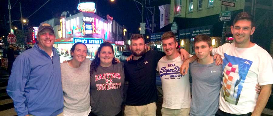 Philly hosted a mini-camp reunion!  I met up with several awesome 2014 staff members for Cheesesteaks while they were in town staying with LMac.  From left to right: Dave, Me, Lauren "LMac" McGuire, Dave Owens, Nick Bannister, Steven Shoemaker and Jordan Te Paa.
