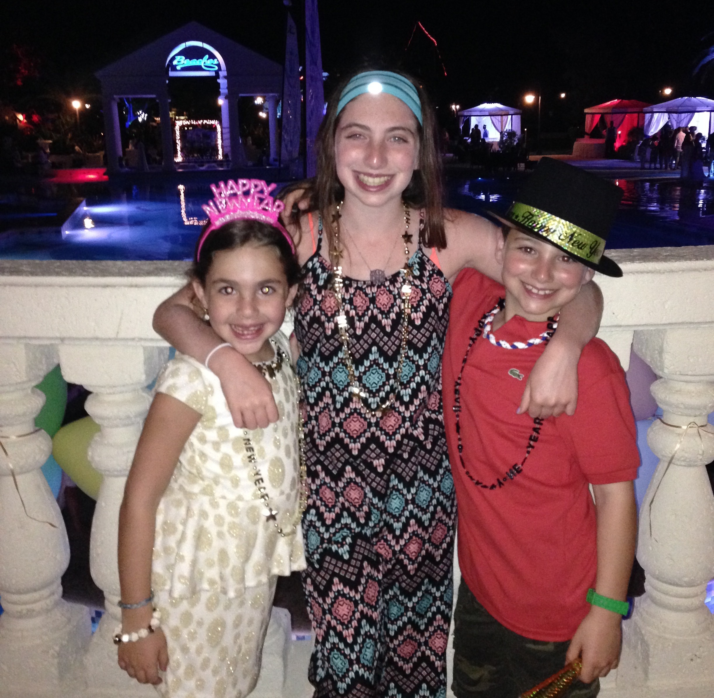 Cousins on vacation.  From L to R: Sasha Marcus, Bailey Germain and Dylan Germain on New Year's Eve.