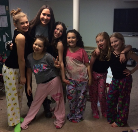 Some 2015 Lower Inter Girls staying up late on a camp sleepover.