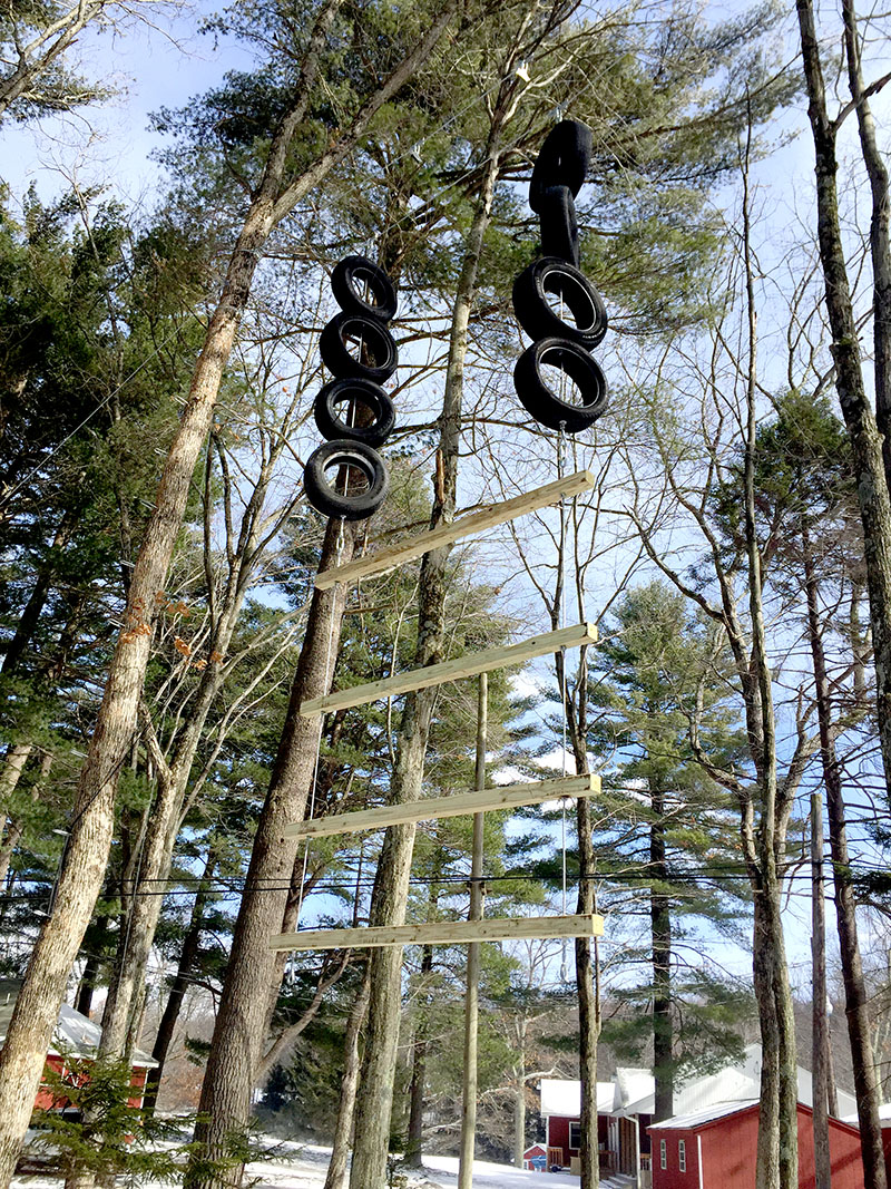 The new ropes course element.