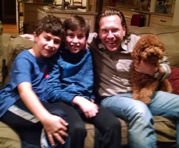 Me with Zach and Noah Levin (and their dog Molly). 