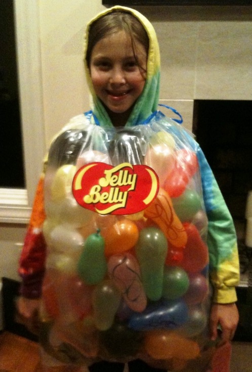 Megan as a Bag of Jelly Beans.  She won best costume at her school.  Congrats, Megan!