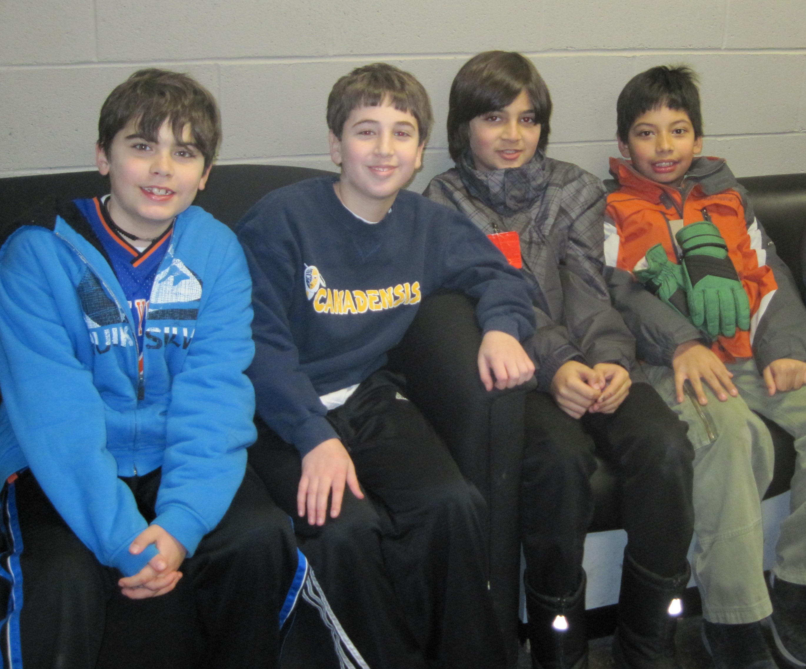 Brent, Zach, Oliver and Sam; Inside the hallowed halls of MSG, waiting to go on the court.  