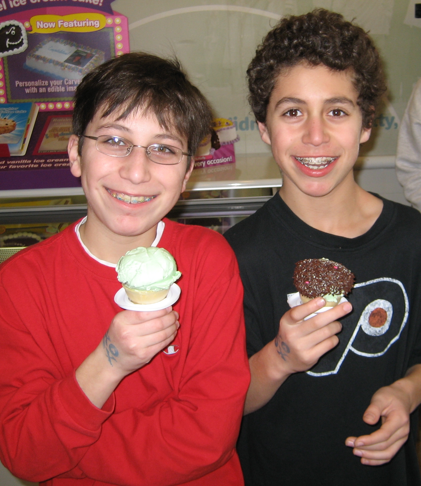 Noah and Ben Rubin enjoy some ice cream.