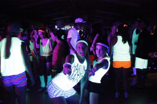 Morgan and Erica literally light up the Senior Canteen at the Glow in the Dark Dance.