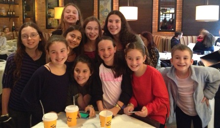 Girls Bunk 6 at lunch.  Pictured are Rachel Lefkowitz, Lily Solomon, Lizzy Knox, Anna Reisner, Jordyn Rutman, Alexandra Pollak and Ilana Lefkowitz.  Kaylee Uzbay was unable to attend.