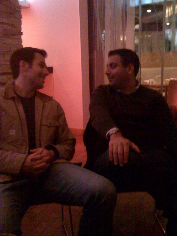 Will and Eric are caught having a life chat, Saturday Night in New Brunswick, NJ.